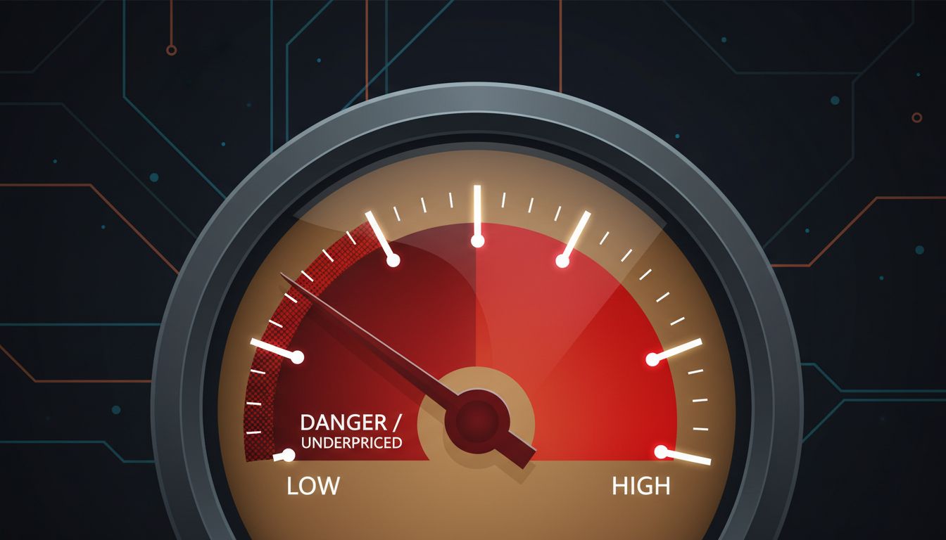A pressure gauge with its needle pinned near zero, deep in the warning zone