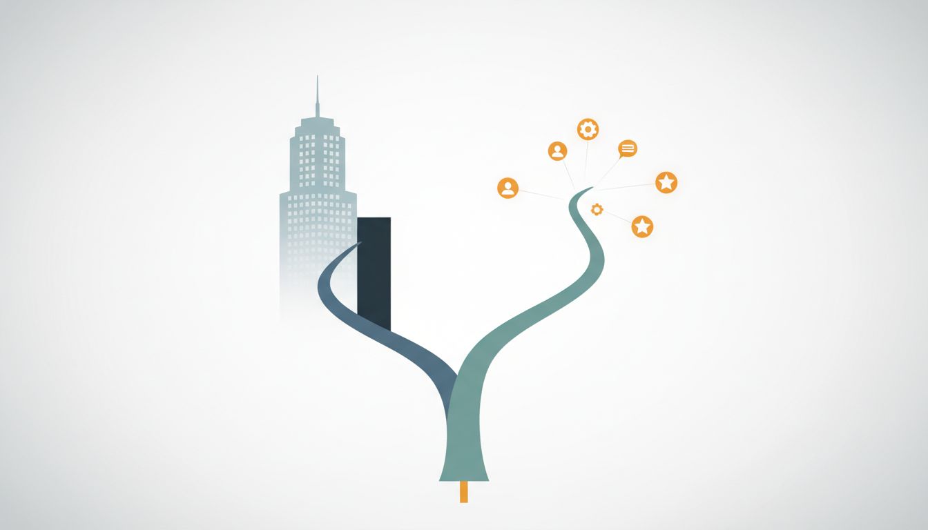 Two diverging paths representing the choice between enterprise and individual customers