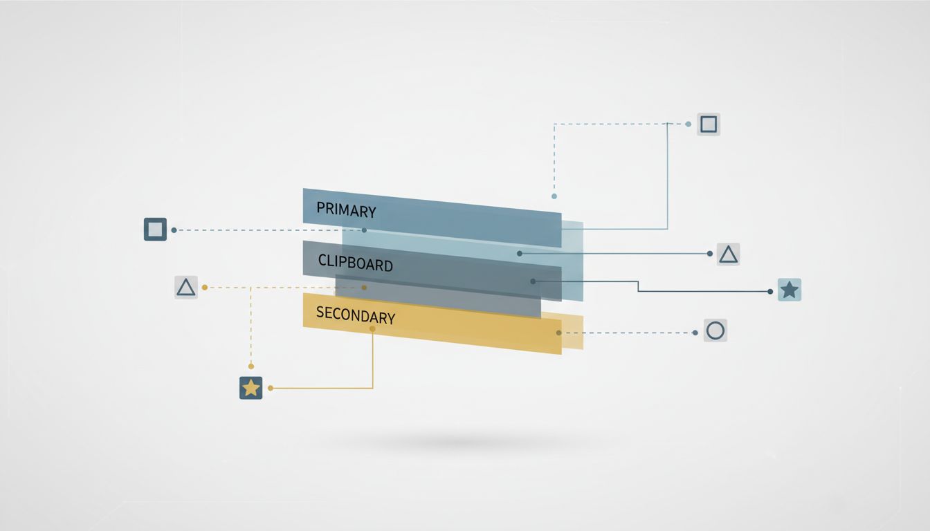 Abstract diagram showing three clipboard memory layers with apps connecting to different layers