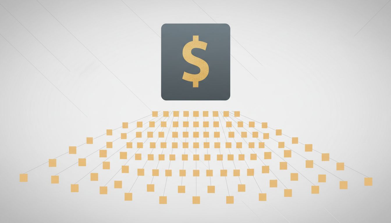 Diagram showing fixed software development cost divided across many copies