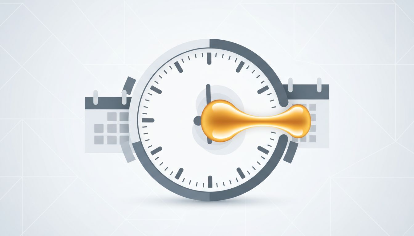 Illustration of a clock showing a golden hour being crowded out by grey time blocks