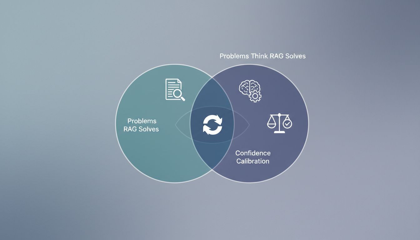 Venn diagram showing the narrow overlap between what RAG actually fixes and what teams expect it to fix