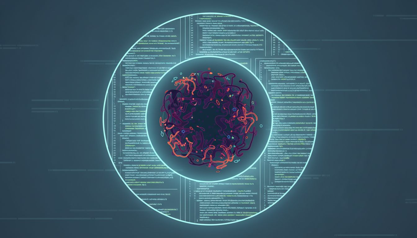 Illustration showing the gap between code's visible syntax and its runtime behavior