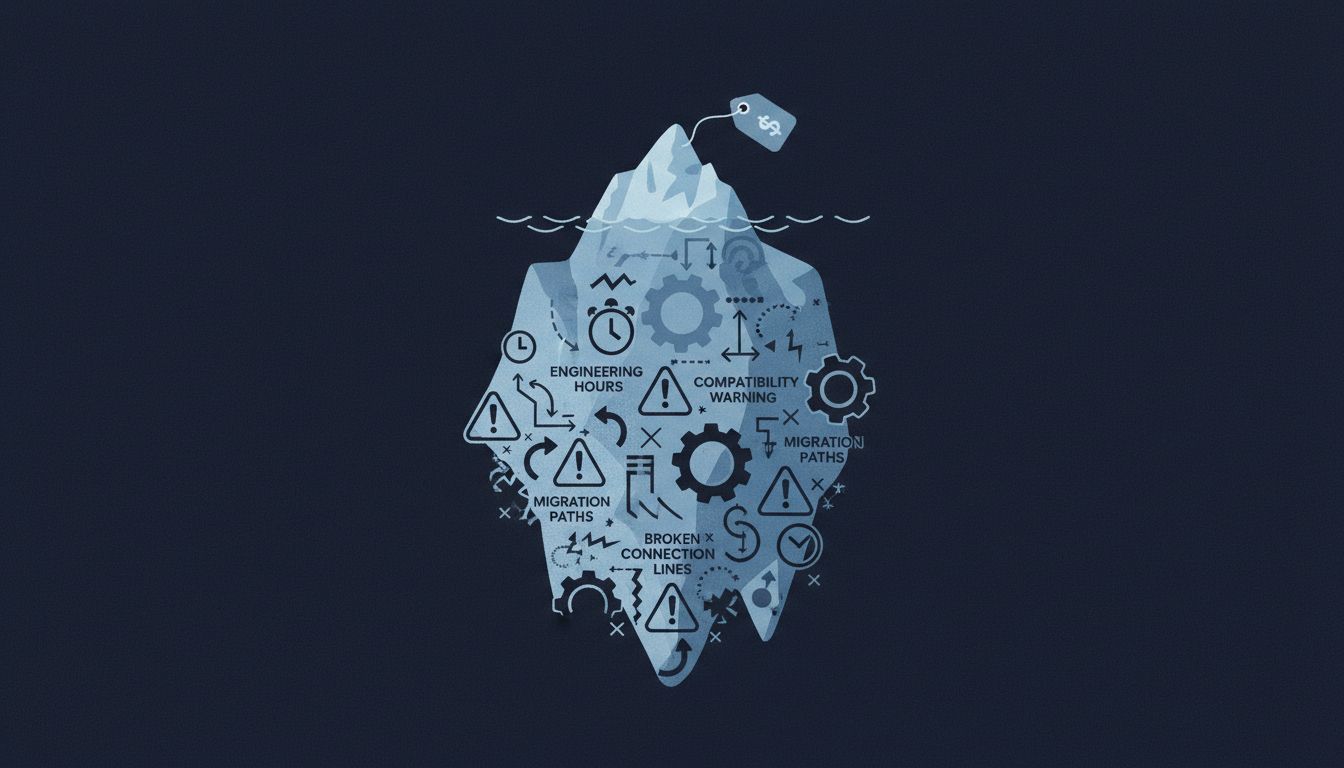 Iceberg illustration showing visible cloud pricing above water and hidden costs below