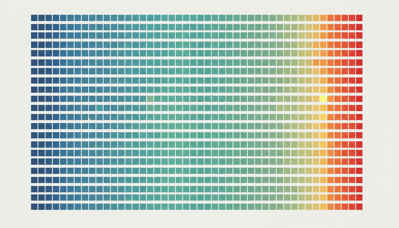 Heatmap visualization showing uneven commit distribution across a codebase, with one heavily modified file standing out