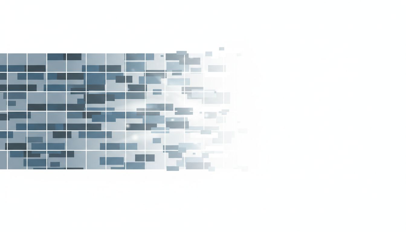 A calendar grid of recurring meetings dissolving into empty white space