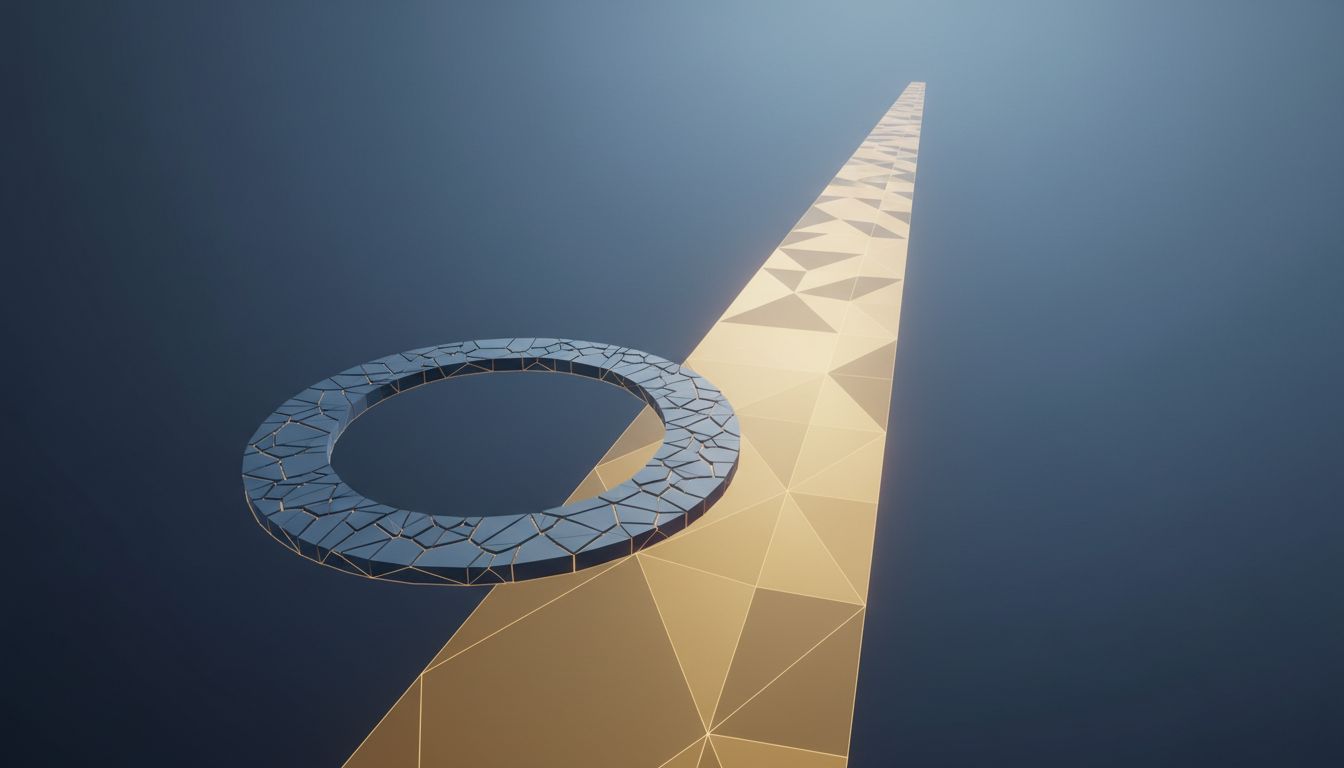 A path splitting into two directions, one looping back on itself and one continuing forward