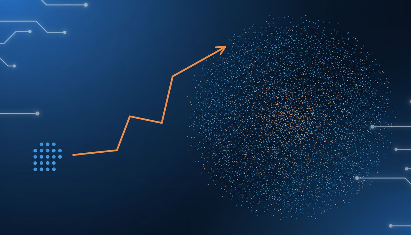 Diagram showing early adopters as a cluster positioned away from the broader market, with a line drawn through them pointing in the wrong direction